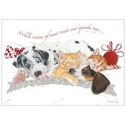 Pipsqueak Productions C534 Mix Dog With Cat Holiday Boxed Cards