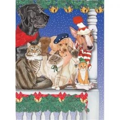 Pipsqueak Productions C875 Mix Dog With Cat Holiday Boxed Cards