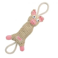 Pet Life DT7PK Jute And Rope Plush Pig Pet Toy - Pink; One Size