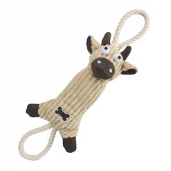 Petpurifiers Jute And Rope Plush Cow Pet Toy - Brown; One Size