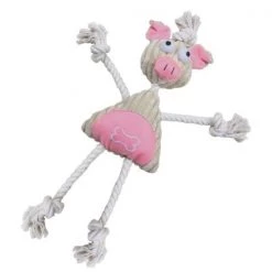 Pet Life DT6PK Jute And Rope Plush Pig Manniquen Pet Toy - Pink; One Size
