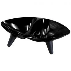 Pet Life S3BKDPB Melamine Couture Sculpture Double Food and Water Dog Bowl; Black