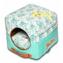 Pet Life PB49BLLG Touchdog Floral-Galore Convertible and Reversible Squared Dog House Bed; Large