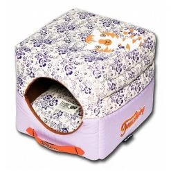 Pet Life PB49PLLG Touchdog Floral-Galore Convertible and Reversible Squared Dog House Bed; Large