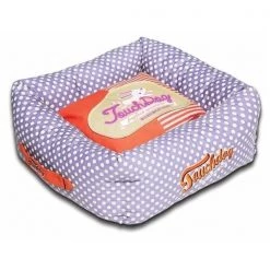 Pet Life PB60PLLG Touchdog Polka-Striped Polo Easy Wash Squared Fashion Dog Bed; Large