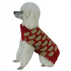 Natural Life Pet Products Pet Life SW10RDMD Fashion Weaved Heavy Knit Turtle Neck Dog Sweater; Medium