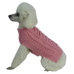 Pet Life SW11PKLG Swivel-Swirl Heavy Cable Knitted Fashion Designer Dog Sweater; Large