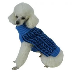 Petpurifiers Harmonious Dual Color Weaved Heavy Cable Knitted Dog Sweater; Medium