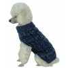 Petpurifiers Classic True Blue Heavy Cable Knitted Ribbed Fashion Dog Sweater; Extra Small
