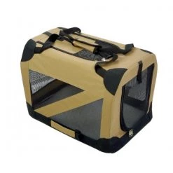 Pet Life H2KHXS Khaki 360 Degrees Vista Folding Soft Crate - XS