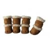 Pet Life F4BRMD Brown Shearling Duggz shoes - set of 4 - MD