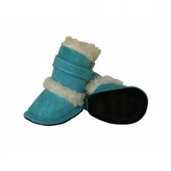 Pet Life F4BLXS Blue Shearling Duggz shoes - set of 4 - XS