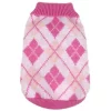 Pet Life LLC SW1PKMD Argyle Style Ribbed Fashion Pet Sweater