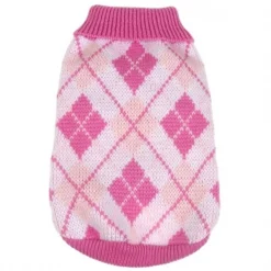 Pet Life LLC SW1PKMD Argyle Style Ribbed Fashion Pet Sweater
