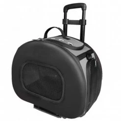 Pet Life B51BKMD Tough-Shell Wheeled Collapsible Final Destination Pet Carrier; Black - Medium