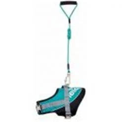 Pet Life HA4TLLG Helios Bark-Mudder Easy Tension 3M Reflective Endurance 2-In-1 Adjustable Dog Leash And Harness; Teal - Large