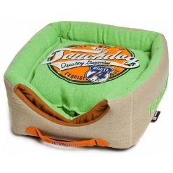 Pet Life PB31GNLG Touchdog Convertible and Reversible Vintage Printed Squared 2-in-1 Collapsible Dog House Bed; Green - Large