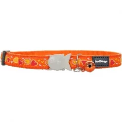 Red Dingo CC-BZ-OR-SM Cat Collar Design Breezy Love Orange