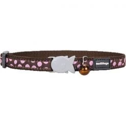 Red Dingo CC-S1-BR-SM Cat Collar Design Pink Dots on Brown
