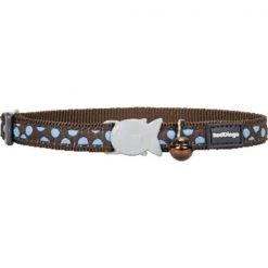 Red Dingo CC-S2-BR-SM Cat Collar Design Blue Dots on Brown
