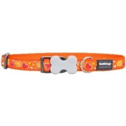 Red Dingo DC-BZ-OR-SM Dog Collar Design Breezy Love Orange; Small