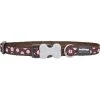 Red Dingo DC-S1-BR-ME Dog Collar Design Pink Dots on Brown; Medium