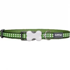 Red Dingo DC-RB-GR-ME Dog Collar Reflective Green; Medium