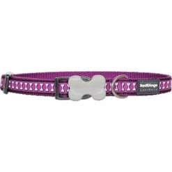 Red Dingo DC-RB-PU-ME Dog Collar Reflective Purple; Medium
