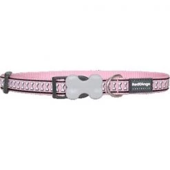 Red Dingo DC-RB-PK-ME Dog Collar Reflective Pink; Medium