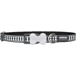 Red Dingo DC-RB-BB-ME Dog Collar Reflective Black; Medium