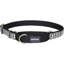 Red Dingo MC-RB-BB-ME Martingale Dog Collar Reflective Black; Medium