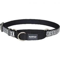 Red Dingo MC-RB-BB-LG Martingale Dog Collar Reflective Black; Large
