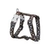 Red Dingo DH-S2-BR-SM Dog Harness Design Blue Dots on Brown; Small