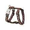Red Dingo DH-S1-BR-LG Dog Harness Design Pink Dots on Brown; Large