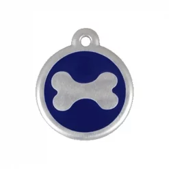 Red Dingo 06-BN-DB-SM QR Tag Premium Bone Blue; Small