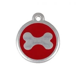 Red Dingo 06-BN-RE-SM QR Tag Premium Bone Red; Small