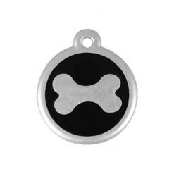 Red Dingo 06-BN-BB-LG QR Tag Premium Bone Black; Large