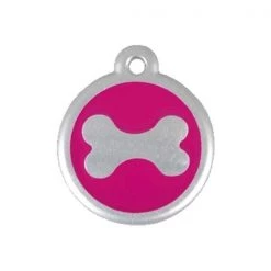 Red Dingo 06-BN-HP-LG QR Tag Premium Bone Hot Pink; Large