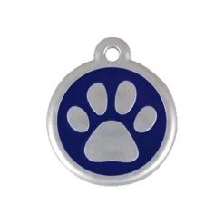 Red Dingo 06-PP-DB-LG QR Tag Premium Paw Print Blue; Large