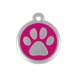 Red Dingo 06-PP-HP-LG QR Tag Premium Paw Print Hot Pink; Large