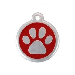 Red Dingo 06-PP-RE-LG QR Tag Premium Paw Print Red; Large