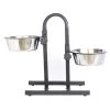 Iconic Pet Llc Iconic Pet 92182 Adjustable Stainless Steel Pet Double Diner - U Design; 64 oz.