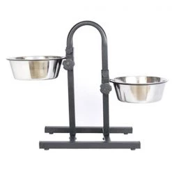 Iconic Pet Llc Iconic Pet 92183 Adjustable Stainless Steel Pet Double Diner - U Design; 96 oz.