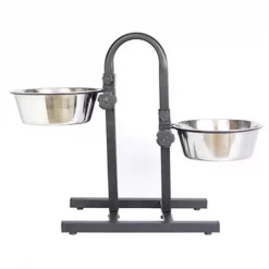 Iconic Pet Llc Iconic Pet 92184 Adjustable Stainless Steel Pet Double Diner - U Design; 160 oz.