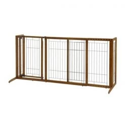 Richell USA 94189 Deluxe Freestanding Pet Gate with Door Medium - Brown