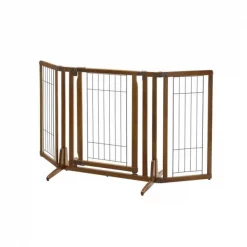 Richell USA 94193 Premium Plus Freestanding Pet Gate with Door - Brown