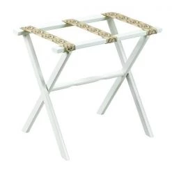 Scheibe Gate House Furniture 1153 White Luggage Rack with with Petit Point Straps - 23 x 13 x 20 Inch