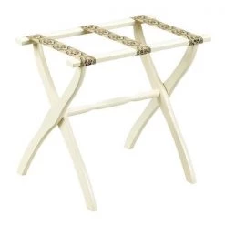 Scheibe Gate House Furniture 1306 Ivory Luggage Rack with Petit Point Straps - 22 X 13 X 20 Inch