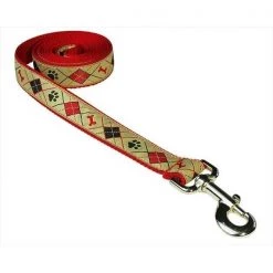 Sassy Dog Wear ARGYLE TAN4-L 6 ft. Argyle Dog Leash; Tan - Large