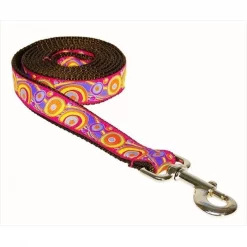 Sassy Dog Wear CIRCLES AND WAVES-ORGN2-L 4 ft. Circles And Waves Dog Leash; Pink & Orange - Small